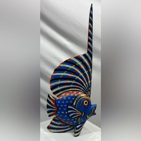 Tropical Fish Wood Folk Art Freestanding Aquatic Beach Decor Beach Ocean Nautica - Picture 3 of 7